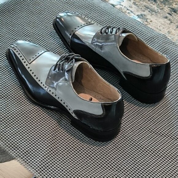 Stacy Adams Shoes Plaza Modified Cap Toe Oxford Black/Gray Size 9.5 - Picture 6 of 10